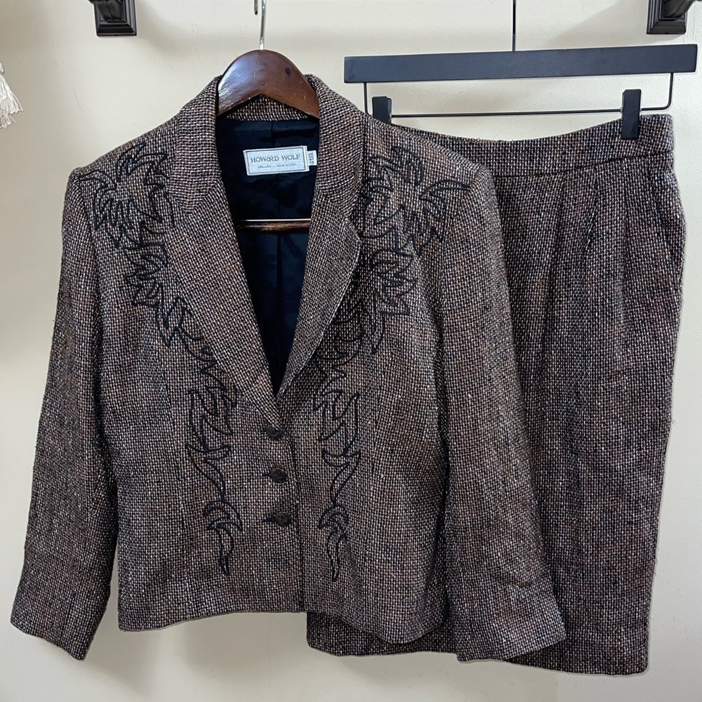 Vintage Howard Wolf Suit Jacket And Skirt Set Size 8